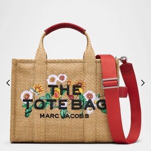 Marc Jacobs Tan Tote Bag with Red Strap